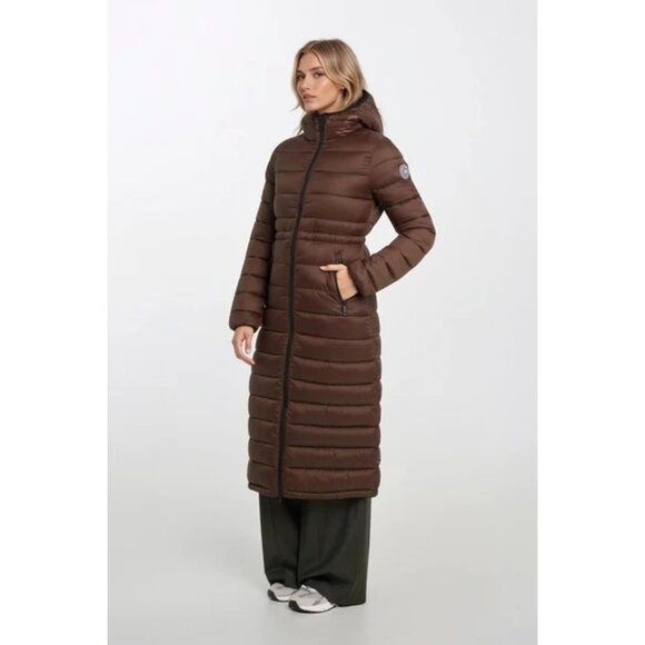 Noize brown Lightweight Long Puffer Coat size S NWOT - Picture 10 of 10